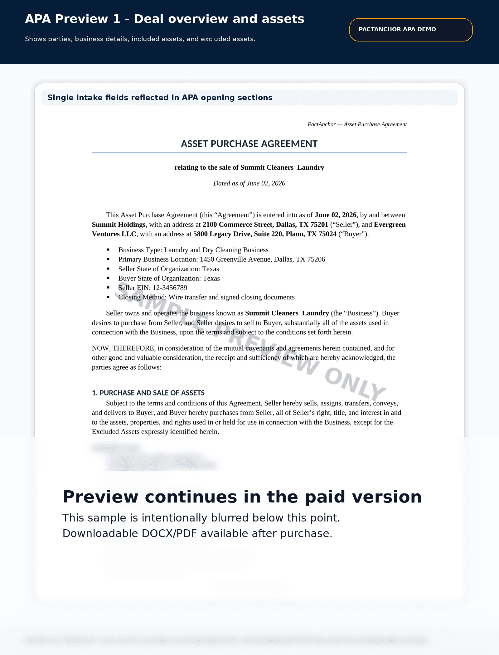 APA Preview 1 — Overview & Assets