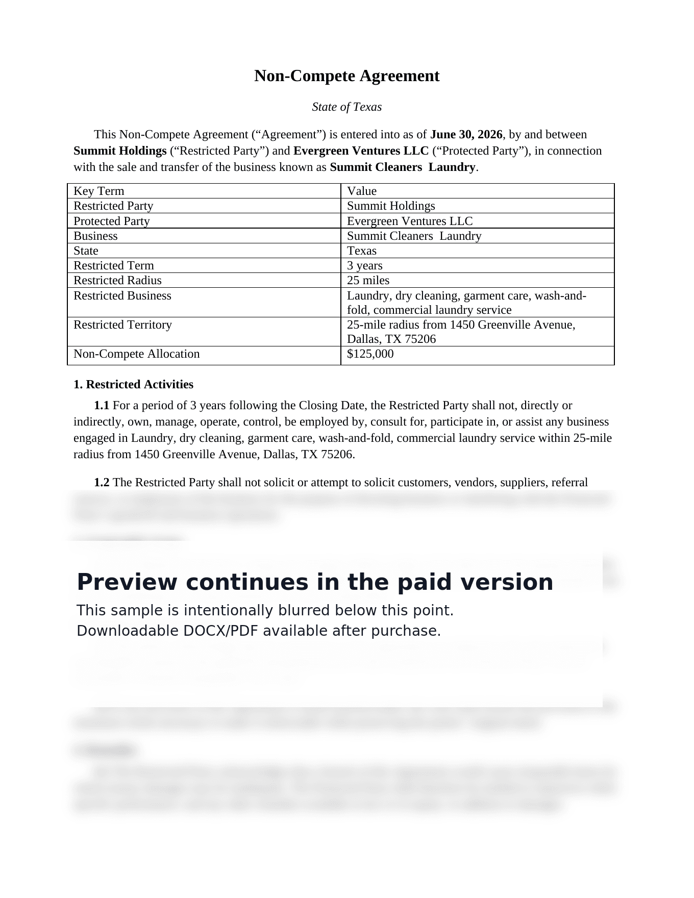 NC Preview 1 — Key Terms & Restrictions