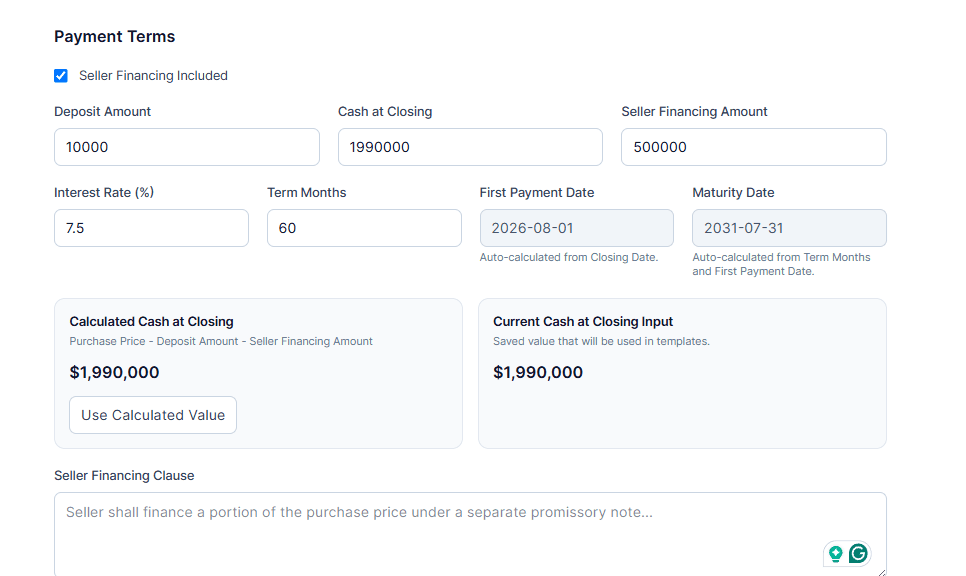 Step 4 of 8 — Payment Terms