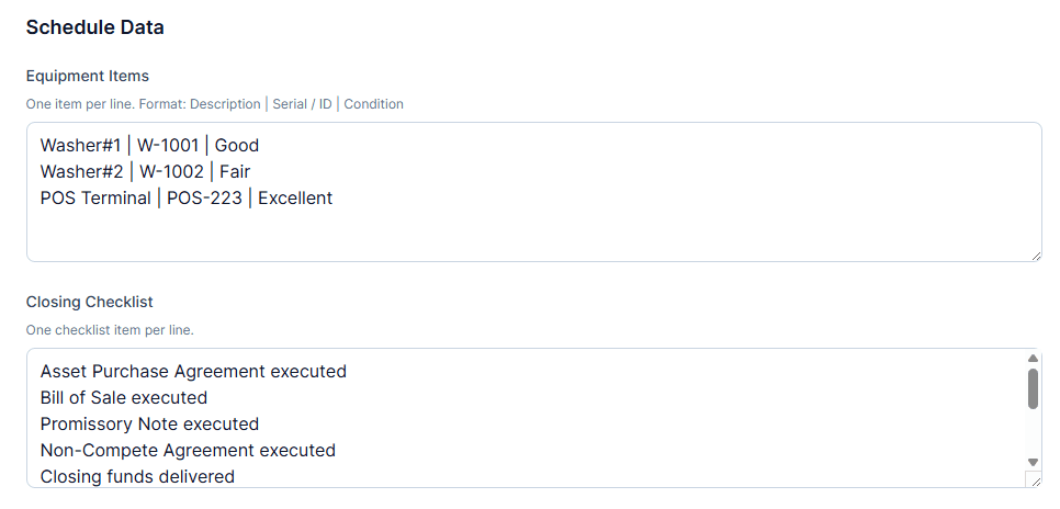 Step 8 of 8 — Schedule Data & Closing Checklist